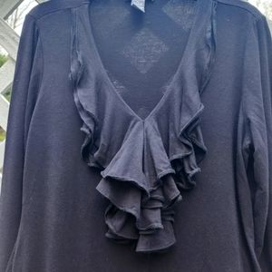 L Ruffle black top
